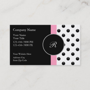 Roze monogram Visitekaartjes