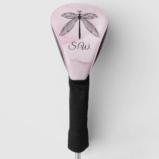 Roze monogram voor de kramp van Dragonfly Golfheadcover (Voorkant)