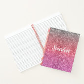 Roze monogram voor Glitter en Sparkle Ombre Notitieboek (Binnen)