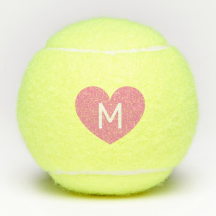 Roze monogram voor hart Letter Tennis Balls Tennisballen