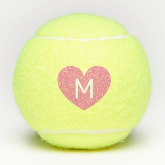 Roze monogram voor hart Letter Tennis Balls Tennisballen (Voorkant)