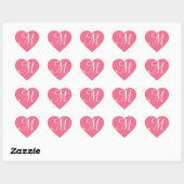 roze monogram voor nettoresticker hart sticker (Vel)