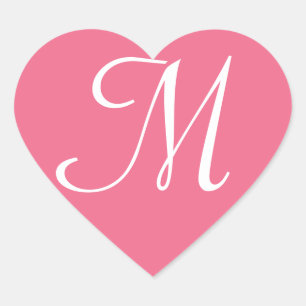 roze monogram voor nettoresticker hart sticker