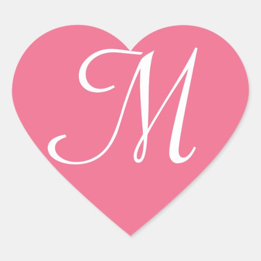 roze monogram voor nettoresticker hart sticker (Voorkant)