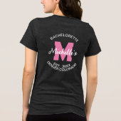 Roze Monogram Voor & Terug Bachelorette Bruid Tri-Blend Shirt (Achterkant)