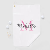 Roze Monogram Voornaam Gepersonaliseerd Golfhanddoek (Insitu)