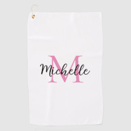 Roze Monogram Voornaam Gepersonaliseerd Golfhanddoek