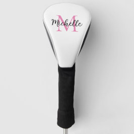 Roze Monogram Voornaam Gepersonaliseerd Golfheadcover
