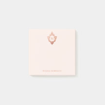 Roze Monogram Wapen Elegant Vintage Roze Goud