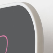 Roze monogram waterverf bloem grijs naam pickleball paddle (Links Detail)