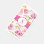 Roze Monogram Waterverf Bloemen Servet (Hoek)