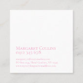 Roze monogram Waterverf Flowers Vierkante Visitekaartje (Achterkant)