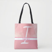 Roze monogram Waterverf Naam Tote Bag (Voorkant)