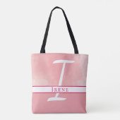 Roze monogram Waterverf Naam Tote Bag (Achterkant)