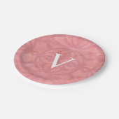 Roze monogram waterverf papieren bordje (Gekanteld)