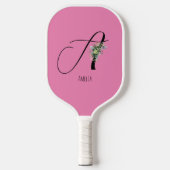 Roze monogram waterverf pickleball paddle (Voorkant)