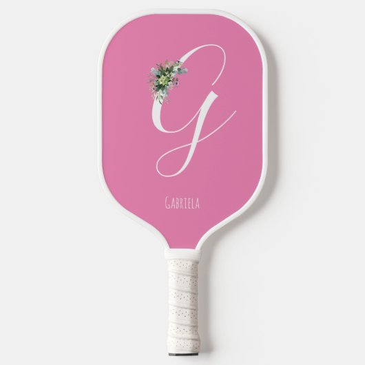Roze monogram waterverf pickleball paddle (Voorkant)