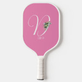 Roze monogram waterverf pickleball paddle (Achterkant)