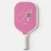 Roze monogram waterverf pickleball paddle (Achterkant)