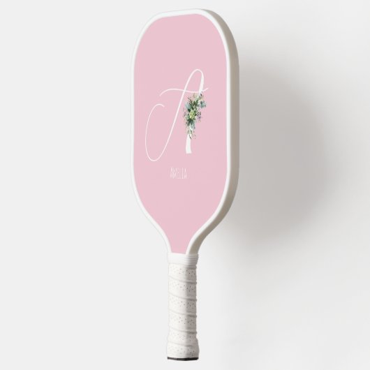 Roze monogram waterverf pickleball paddle (Links)