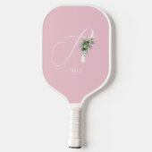 Roze monogram waterverf pickleball paddle (Achterkant)