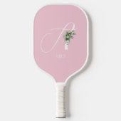 Roze monogram waterverf pickleball paddle (Voorkant)