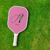 Roze monogram waterverf pickleball paddle