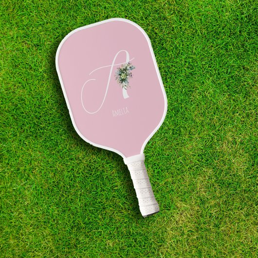 Roze monogram waterverf pickleball paddle