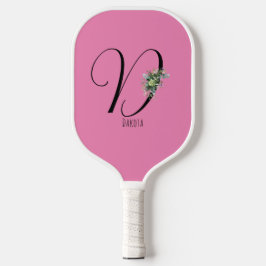 Roze monogram waterverf pickleball paddle