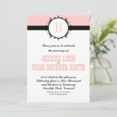 Roze Monogram Weddenschap Uitnodigen of een kleur Kaart (Staand voorkant)