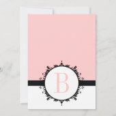 Roze Monogram Weddenschap Uitnodigen of een kleur Kaart (Achterkant)