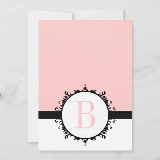 Roze Monogram Weddenschap Uitnodigen of een kleur Kaart (Achterkant)