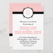 Roze Monogram Weddenschap Uitnodigen of een kleur Kaart (Voorkant / Achterkant)