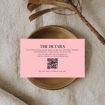 Roze Monogram Wedding Details Kaart