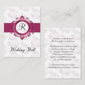 Roze Monogram Wenswell Kaarten (Voorkant / Achterkant)