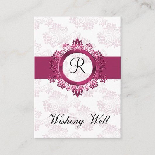 Roze Monogram Wenswell Kaarten (Voorkant)