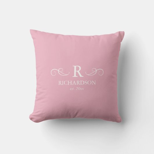 Roze Monogram Worp Kussen (Voorkant)