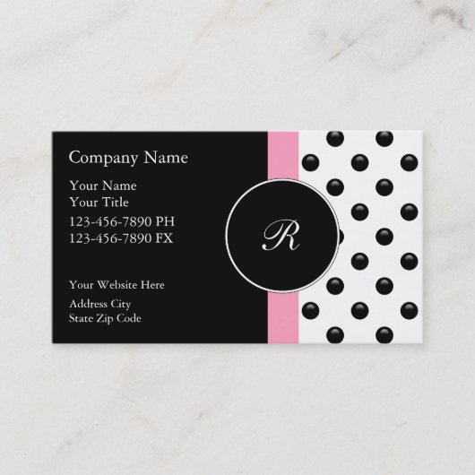 Roze Monogram Zakelijke Kaarten Visitekaartje (Voorkant)