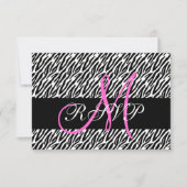 Roze Monogram Zebra Print Weddenschap RSVP-kaart RSVP Kaartje (Voorkant)