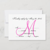 Roze Monogram Zebra Print Weddenschap RSVP-kaart RSVP Kaartje (Achterkant)