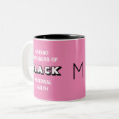 Roze monogram zwart Maternaal bewustzijn Tweekleurige Koffiemok (Voorkant links)