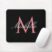 roze monogram zwart muismat (Met muis)