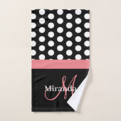 Roze Monogram Zwart Wit Polka Dot Badhanddoek Set Bad Handdoek (Handdoek)