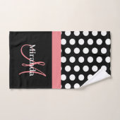 Roze Monogram Zwart Wit Polka Dot Badhanddoek Set Bad Handdoek (Handdoek)