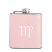 Roze monogramfles - Zodiac - Maagd Heupfles (Voorkant)