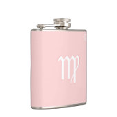 Roze monogramfles - Zodiac - Maagd Heupfles (Rechts)