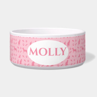 Roze Monogrammed Cat en Dog Food Bowl Voerbakje
