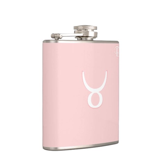Roze monogrammed Flask - Zodiac - Taurus Heupfles (Rechts)