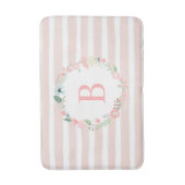Roze Monogrammed Floral Wreath Badmat (Voorkant Verticaal)