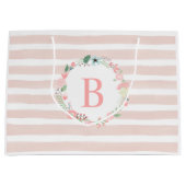 Roze Monogrammed Floral Wreath Large Cadeautasje (Voorkant)